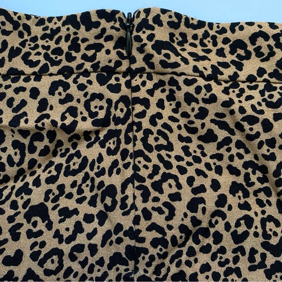 REFORMATION BROWN BLACK BENGAL FLOUNCE LEOPARD PRINT CREPE MINI SKIRT - Picture 3 of 7